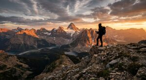 A breathtaking, professional editorial photograph of a jagged mountain range in a North American nat