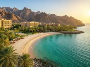 Luksusowy kurort nad morzem w Omanie idealny na wakacje all inclusive Oman z plażą i górami