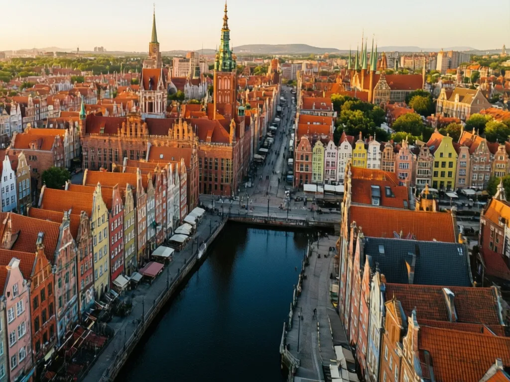 Widok na Starówkę w Gdańsku z kolorowymi kamienicami – idealna lokalizacja na apartamenty Gdańsk