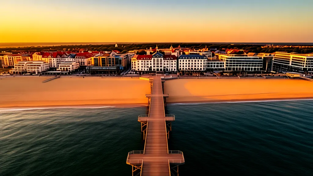 Sopockie molo i plaża widziane z lotu ptaka - idealna lokalizacja apartamentów Sopot nad Bałtykiem