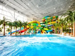Aquapark Kraków - nowoczesny kompleks basenowy z kolorowymi zjeżdżalniami wodnymi i strefą relaksu