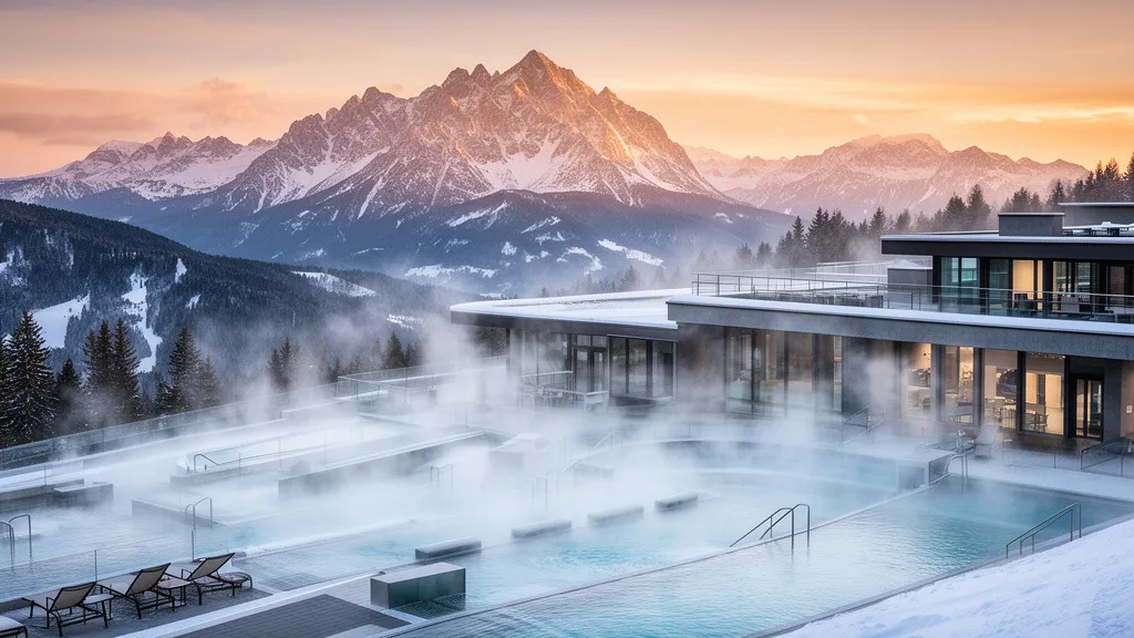 Aquapark Zakopane z basenami termalnymi na tle Tatr - widok na kompleks wodny i góry zimą