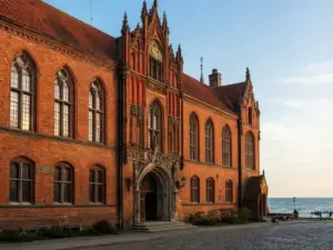 Historyczny budynek Ateneum Gdańsk nawiązujący do tradycji XVII-wiecznego Gymnasium Academicum w centrum miasta