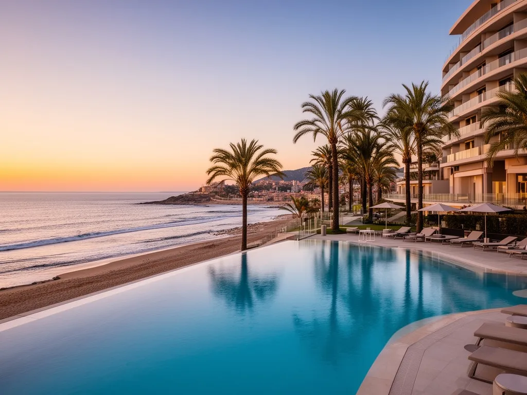 Widok na basen hotelowy z panoramą Morza Śródziemnego – barcelona hotel all inclusive na Costa Brava