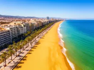 Plaża w Barcelonie z widokiem na hotele idealne na barcelona wakacje all inclusive z dostępem do morza