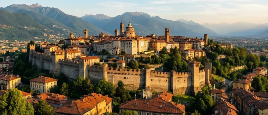 Widok na historyczne Città Alta w Bergamo – najlepsze noclegi w sercu Lombardii
