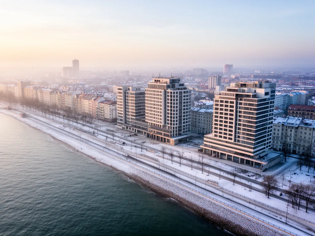 Panorama Gdyni z widokiem na bulwar nadmorski – miejsce Biegu Urodzinowego Gdynia 2026 z okazji 100-lecia miasta