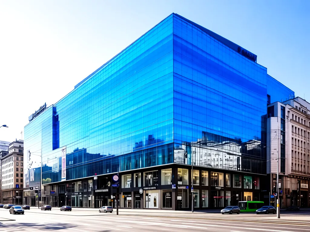 Blue City Warszawa – nowoczesna fasada centrum handlowego przy Alejach Jerozolimskich na warszawskiej Ochocie