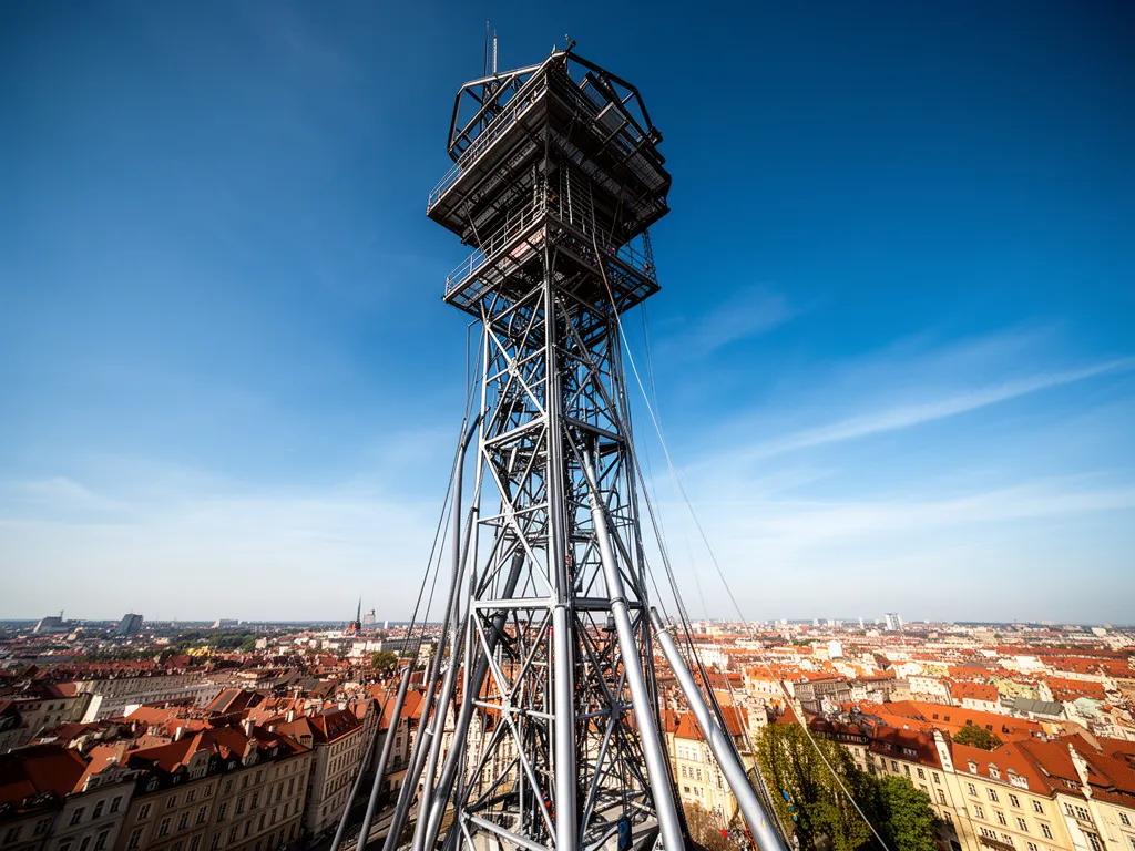 Wieża do skoków bungee Kraków – stalowa konstrukcja o wysokości 90 metrów przy Alei Pokoju 16