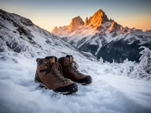 Buty męskie zimowe na ośnieżonym szlaku górskim – idealne obuwie trekkingowe na zimowe wyprawy w góry