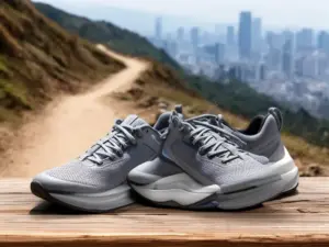 Buty sneakersy męskie hybrydowe łączące styl miejski z funkcjonalnością outdoorową na tle górskiego szlaku