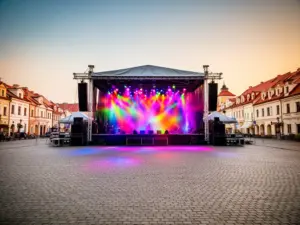 Scena festiwalowa przygotowana na dni Ciechanowa 2026 z profesjonalnym nagłośnieniem i oświetleniem