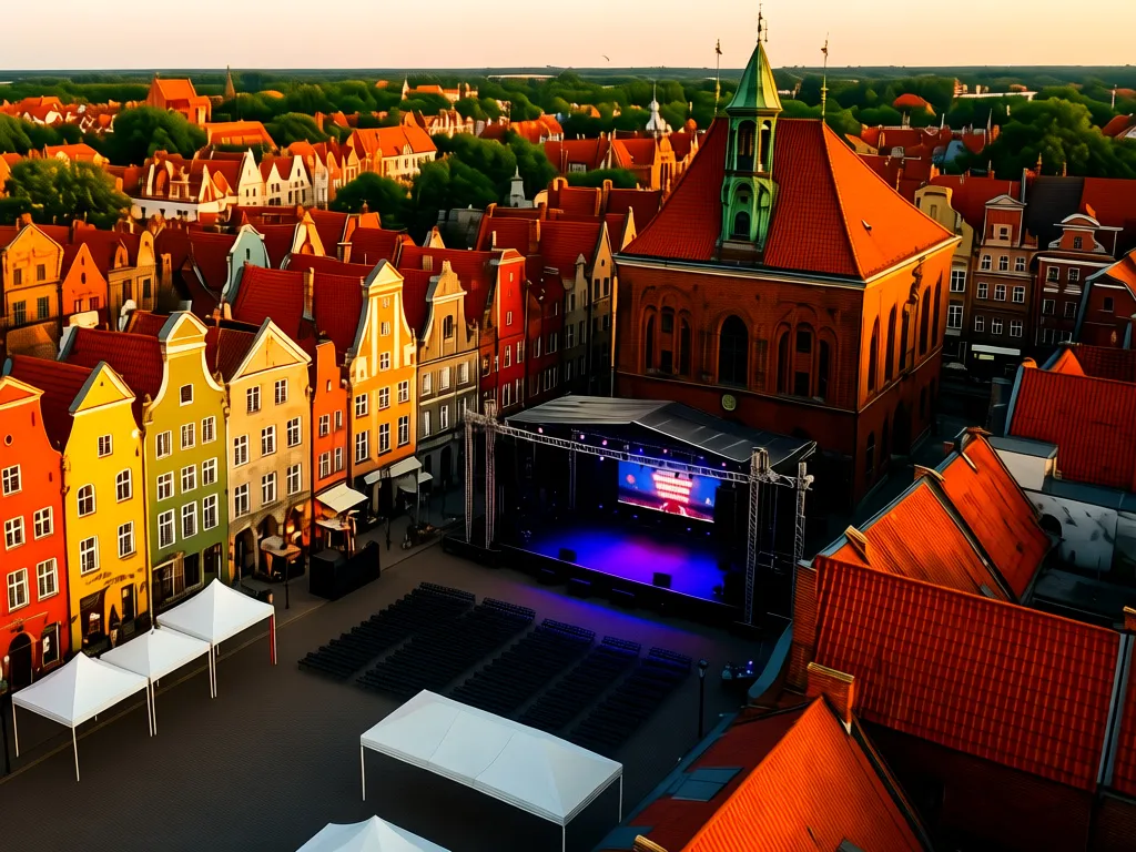 Rynek Starego Miasta w Elblągu przygotowany na Dni Elbląga 2026 ze sceną koncertową i dekoracjami festiwalu