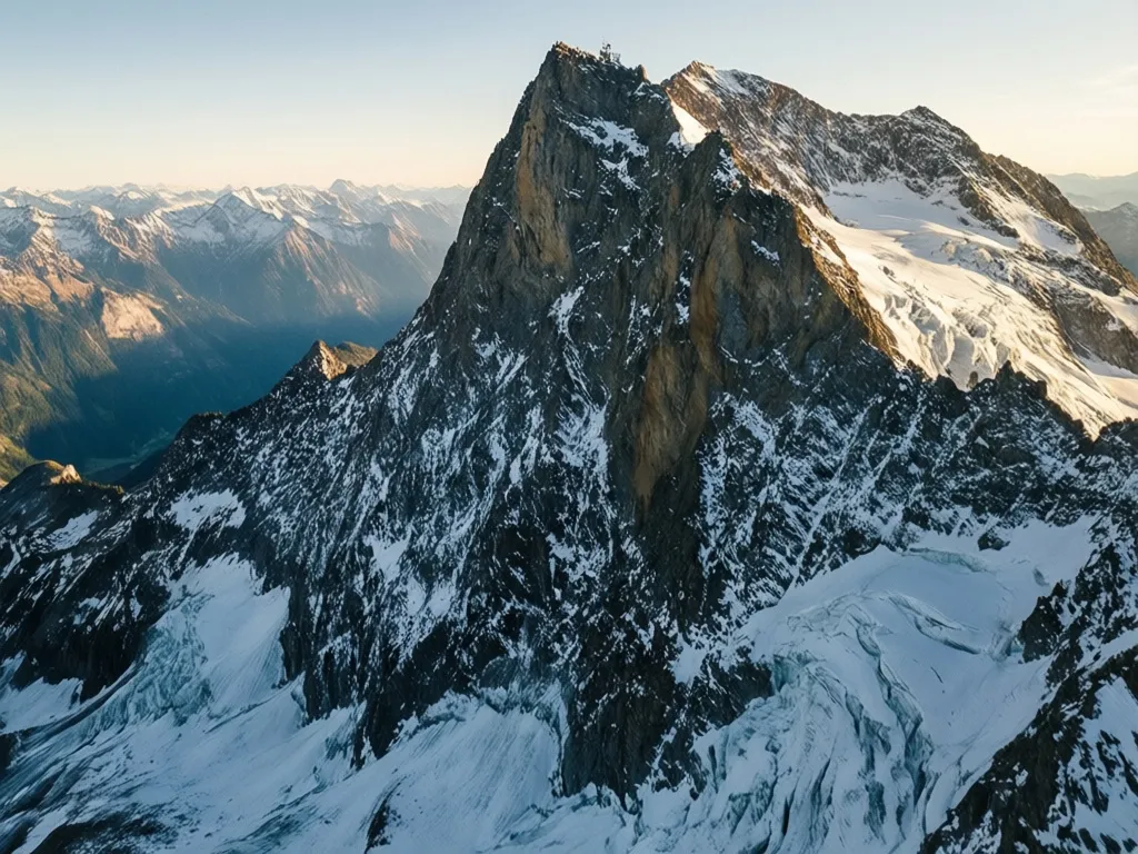Eiger ściana wspinaczkowa Nordwand w Alpach Berneńskich - widok na charakterystyczną północną ścianę szczytu