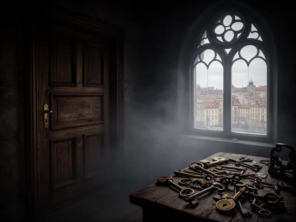 Klimatyczne wnętrze escape room Warszawa z tajemniczymi zagadkami i atmosferycznym oświetleniem