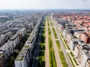 Gdańsk Morena - widok na nowoczesną dzielnicę z rozwiniętą infrastrukturą komunikacyjną i zielenią miejską