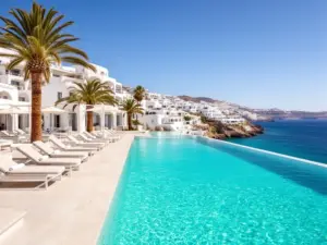 Luksusowy hotel all inclusive w Grecji z basenem i widokiem na Morze Egejskie
