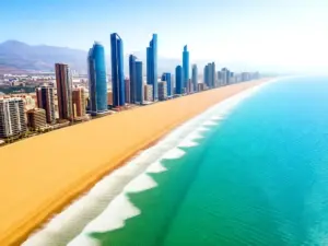 Hiszpania Benidorm - panorama wieżowców nad Morzem Śródziemnym i plaże Costa Blanca