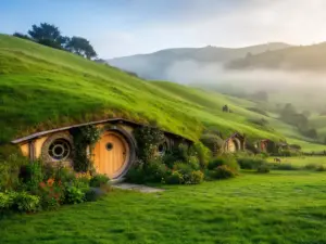 Zielone wzgórza z norami hobbitów - lokacja filmowa hobbit niezwykła podróż w Nowej Zelandii
