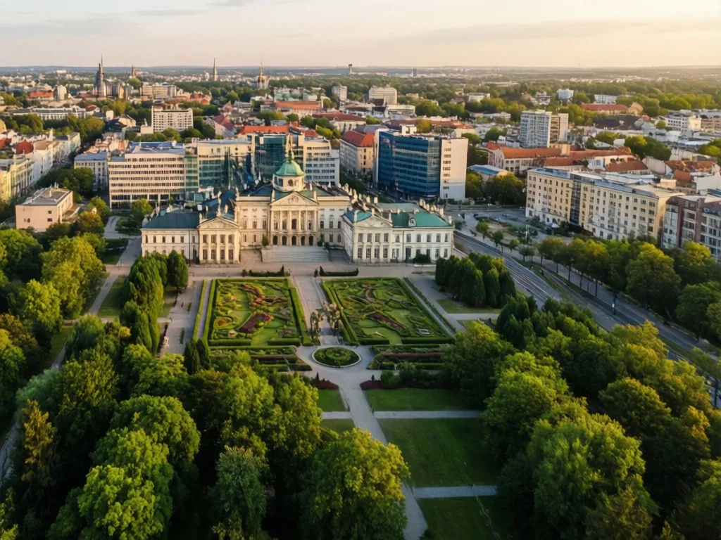 Panorama centrum Białystoku z Pałacem Branickich – idealna lokalizacja na hotel Białystok dla turystów