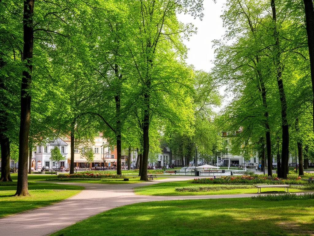 Malowniczy park w Konstancinie-Jeziornie w pobliżu Hotel Borowina - zieleń i alejki spacerowe