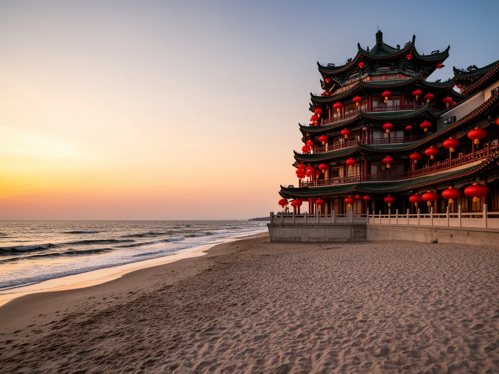 Hotel chiński Sopot Zhong Hua przy plaży - orientalna architektura nad Bałtykiem