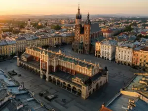 Widok na Rynek Główny w Krakowie z Sukiennicami – centrum miasta z licznymi ofertami hotel krakow