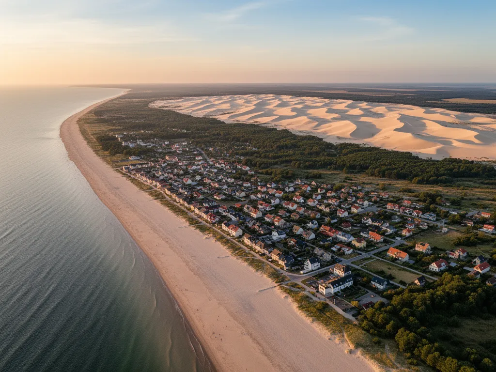 Widok na plażę i wydmy w Łebie - idealna lokalizacja na hotel Łeba nad Bałtykiem