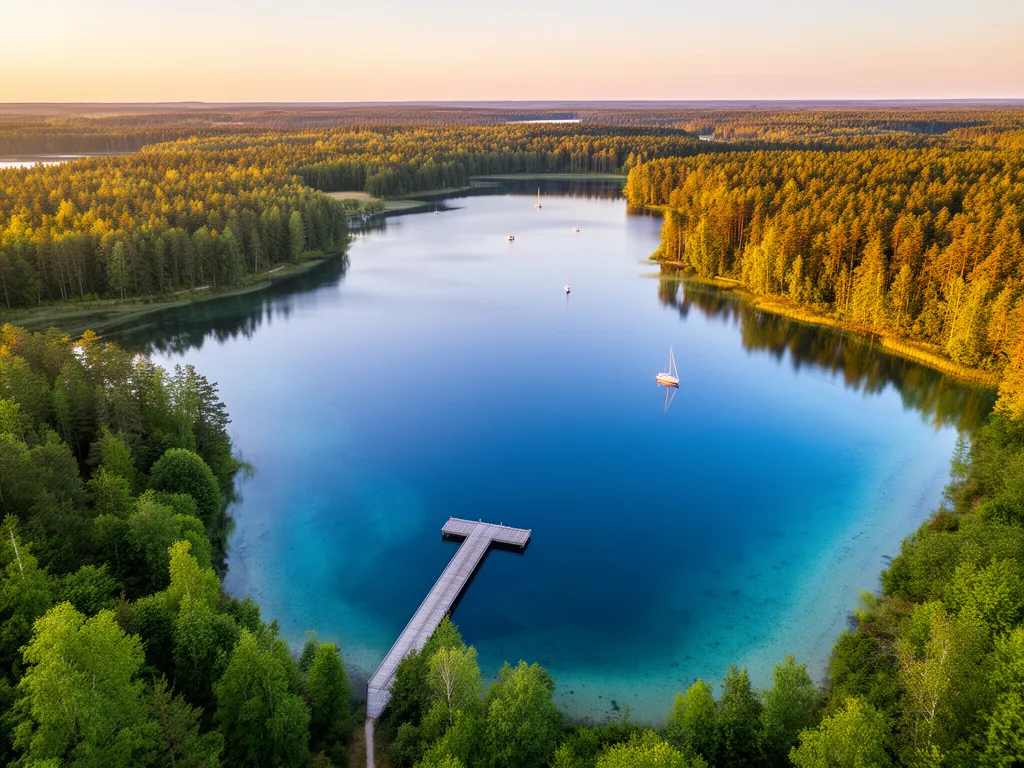 Malowniczy krajobraz jezior mazurskich - idealne miejsce na hotel Mazury z widokiem na czystą wodę i lasy