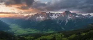 Panorama Tatr z ośnieżonymi szczytami – region gdzie znajduje się hotel Tatry oferujący noclegi górskie
