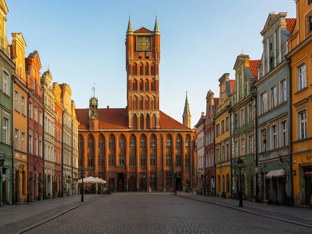 Widok na Starówkę w Toruniu z ratuszem – hotel Toruń B&B znajduje się 500 metrów od centrum zabytkowego miasta