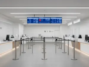 Nowoczesny urząd paszportowy pokazujący ile się czeka na paszport w zależności od wybranej opcji