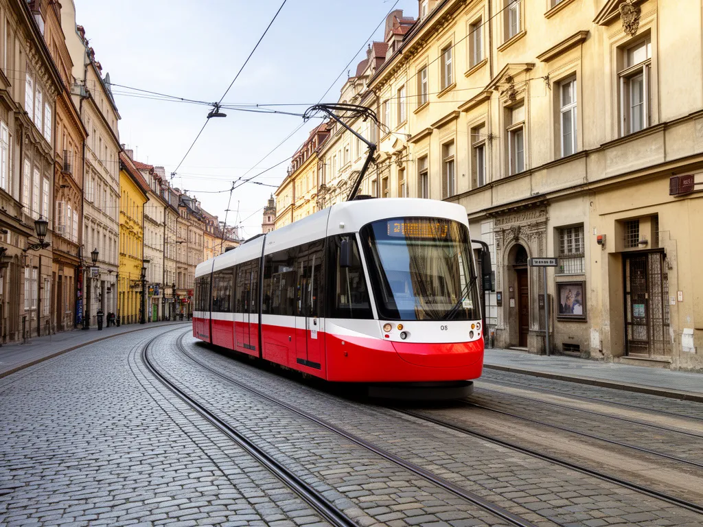 Nowoczesny tramwaj MPK na ulicy Krakowa - jak dojadę kraków mpk komunikacją miejską