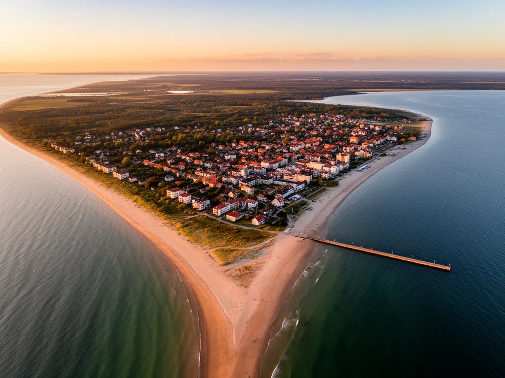 Widok na plażę i molo w Jastarni - popularne miejsce oferujące noclegi nad Bałtykiem na Półwyspie Helskim