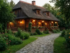 Karczma Rzym - tradycyjny polski zajazd z drewnianą architekturą i klimatycznym ogrodem