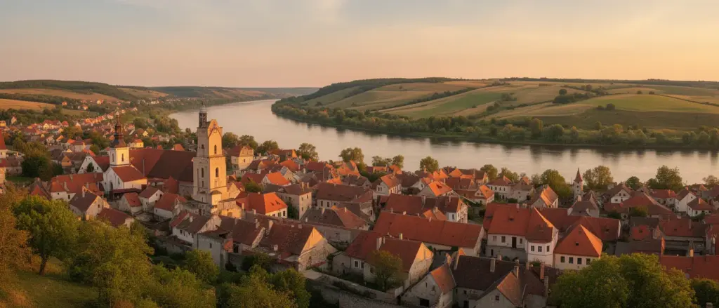 Widok na Kazimierz Dolny nad Wisłą – idealne miejsce na noclegi w malowniczym kurorcie z historyczną architekturą