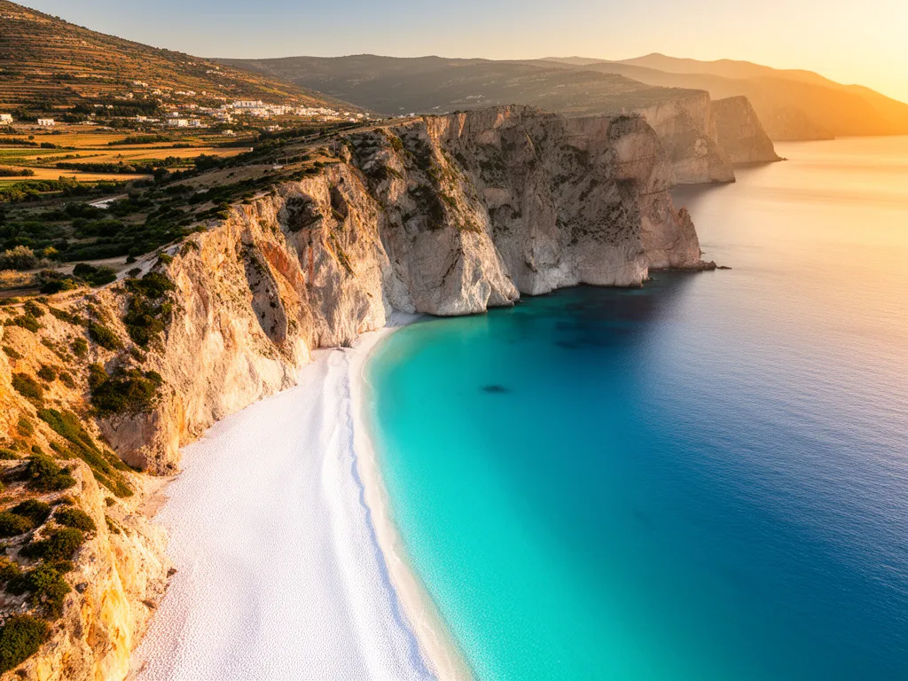 Plaża Myrtos na Kefalonia - idealne miejsce na wakacje z turkusową wodą i białymi kamykami otoczone klifami