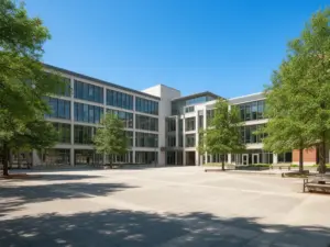 Pusty kampus uniwersytecki latem pokazujący kiedy studenci mają wakacje w roku akademickim
