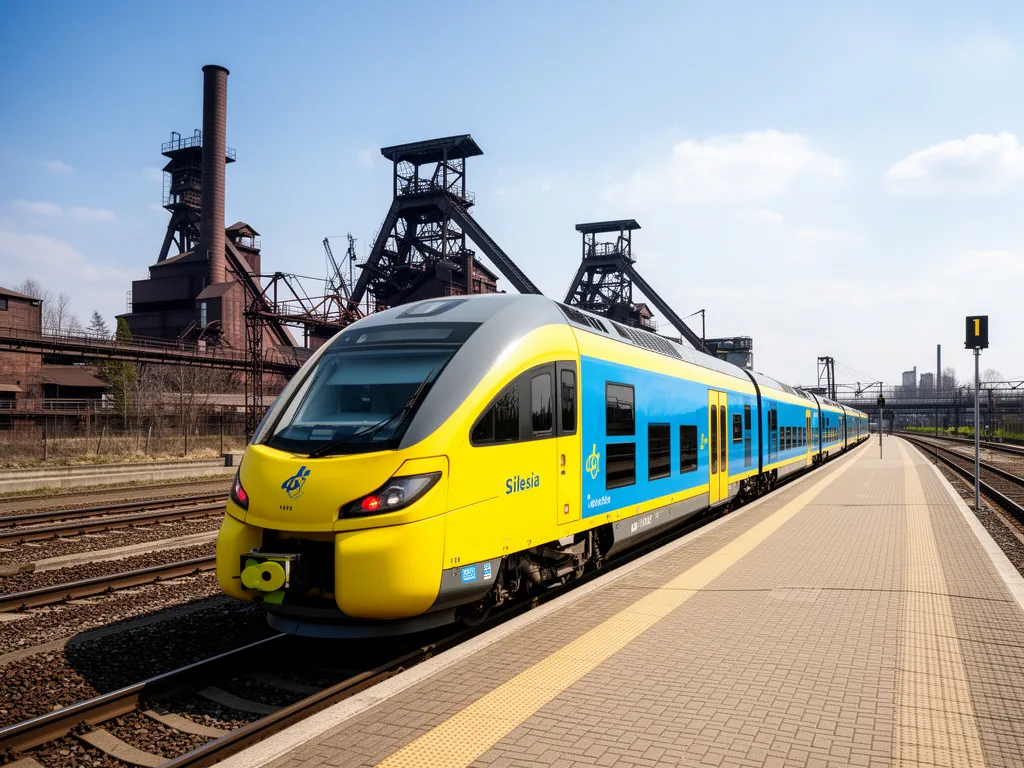 Pociąg Kolei Śląskich na peronie – przewoźnik regionalny oferujący koleje śląskie bilety w różnych formach zakupu