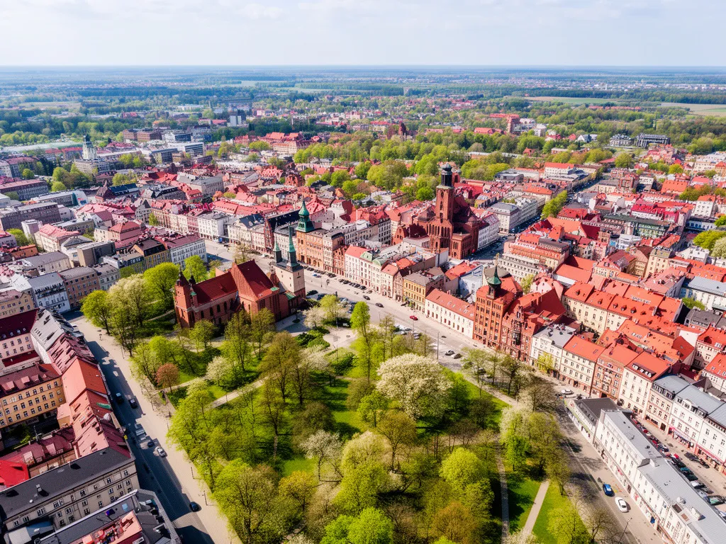 Koszalin mapa centrum miasta z widocznymi głównymi ulicami i atrakcjami turystycznymi