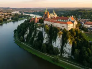 Opactwo benedyktyńskie w Tyńcu nad Wisłą – malowniczy widok na zabytkowy klasztor w dzielnicy Kraków Tyniec