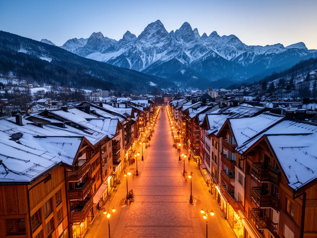 Krupówki Street Zakopane - główny deptak z widokiem na Tatry i tradycyjną architekturą góralską