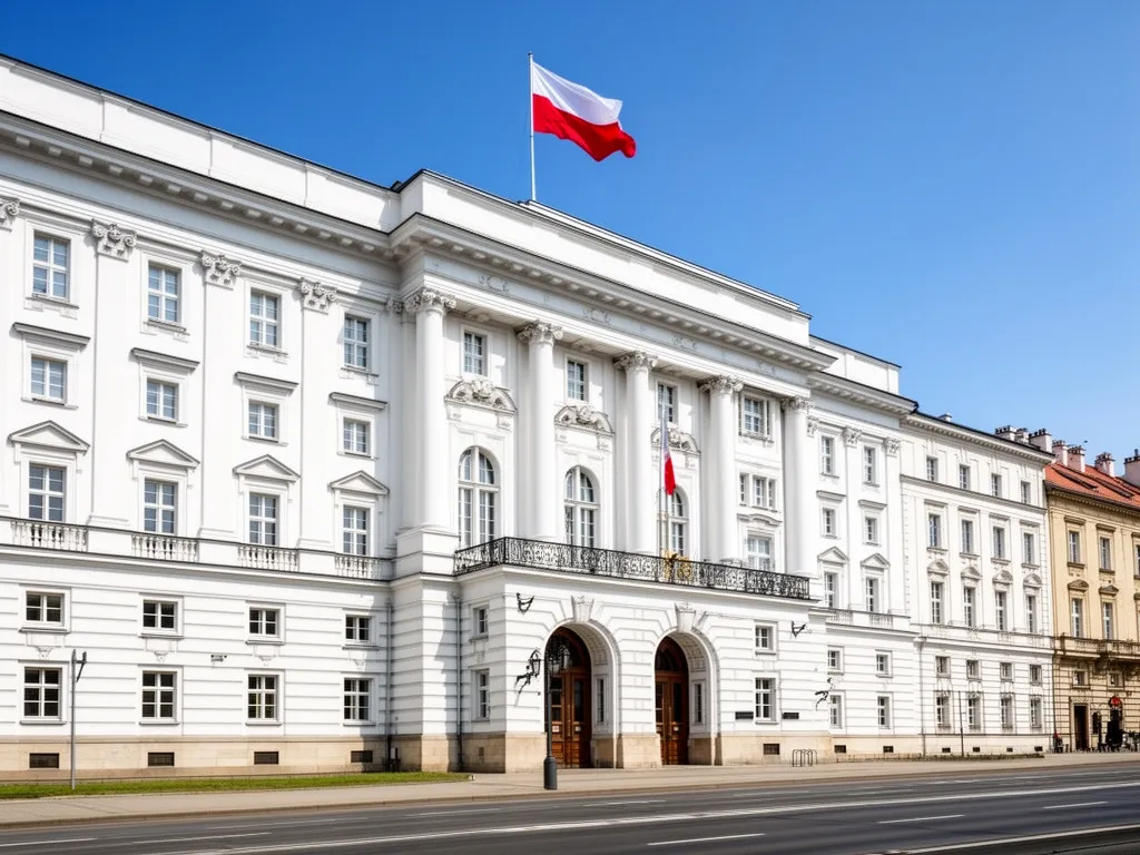 Pałac Prezydencki w Warszawie przy Krakowskim Przedmieściu - siedziba prezydenta Polski Karola Nawrockiego