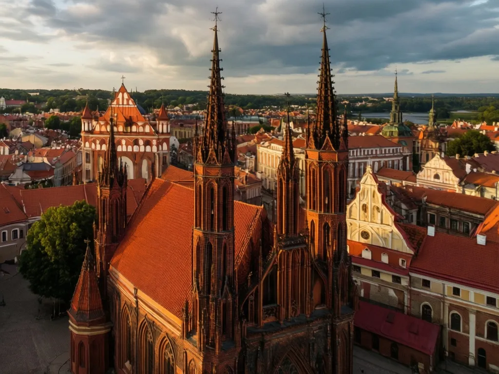 Panorama Wilna – stolica Litwy w relacjach Litwa Polska, zabytkowa architektura i czerwone dachy starego miasta