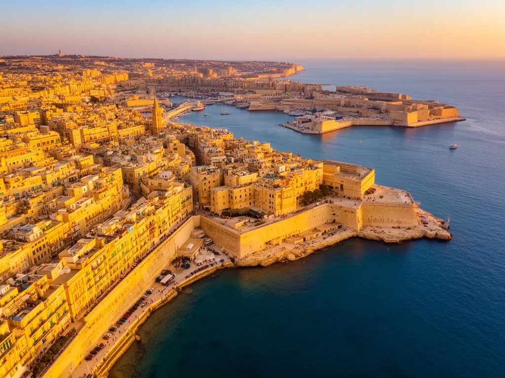 Widok na Vallettę i port na Malcie - popularne miejsce docelowe dla lotów Malta z Polski