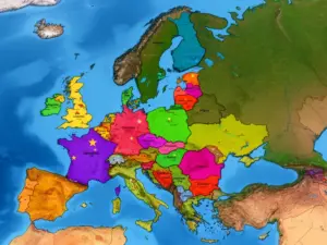 Mapa europy państwa i stolice z zaznaczonymi granicami krajów i lokalizacją wszystkich europejskich stolic