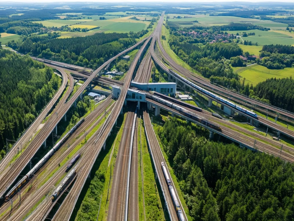 Mapa linii kolejowej w Polsce przedstawiająca sieć połączeń kolejowych między miastami i regionami kraju