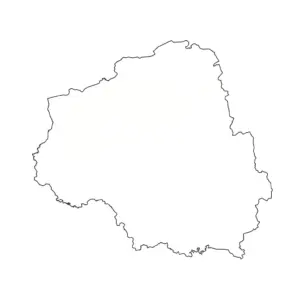 Mapa polski kontur przedstawiająca granice kraju w czarno-białym wydaniu do celów edukacyjnych