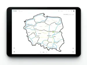 Mapa polski wyznaczanie trasy online z zaznaczonymi autostradami i głównymi miastami