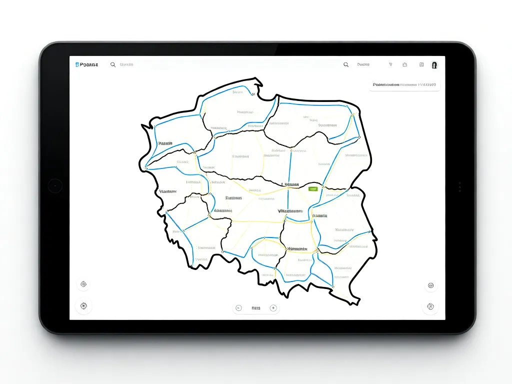 Mapa polski wyznaczanie trasy online z zaznaczonymi autostradami i głównymi miastami